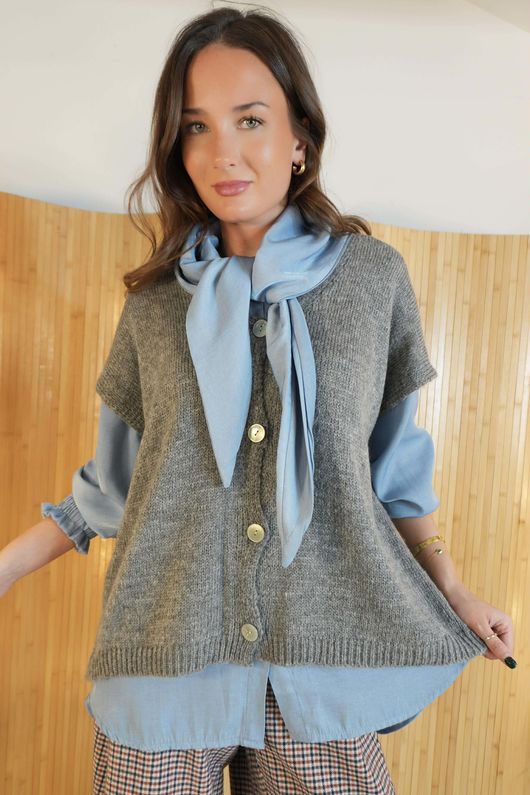 Etta Slouch Knit Layering Tank Dark Grey Marl